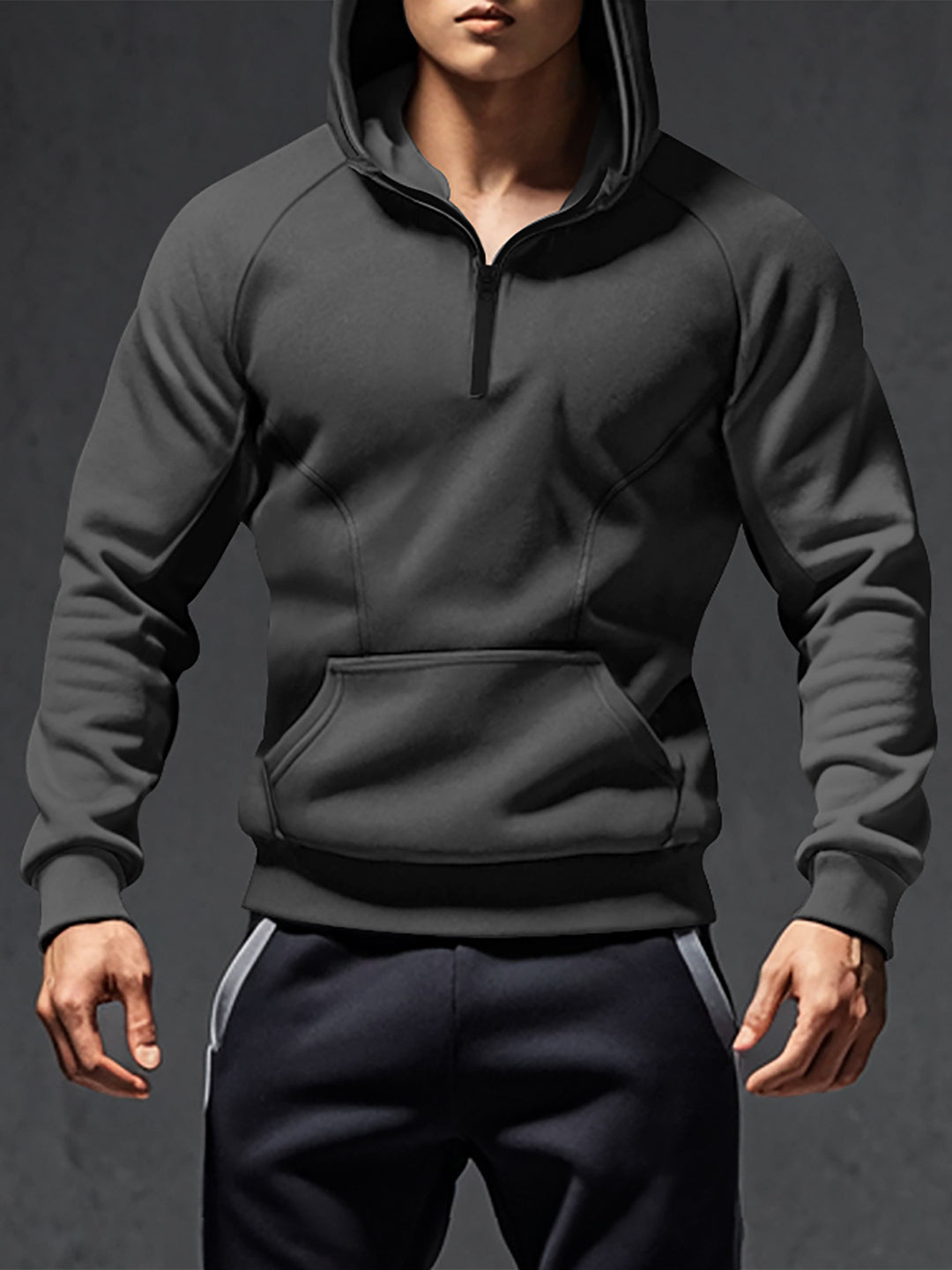 Herren sportlicher Hoodie mit halbem Reißverschluss Echoarchiv
