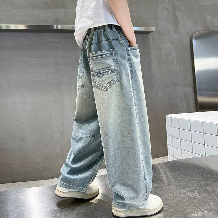 Damen weite lässige Jeans mit elastischem Bund Echo Archiv