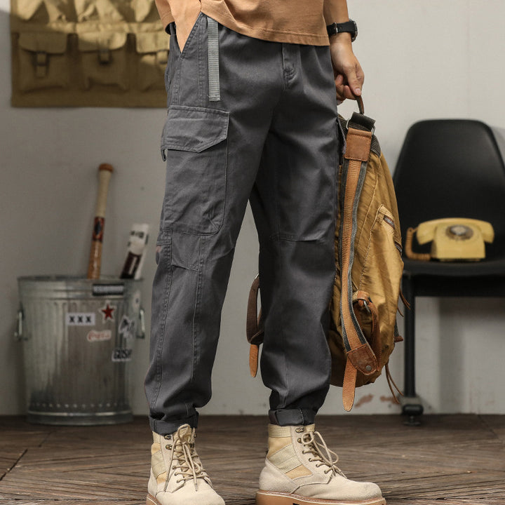 Herren Cargohose im Military-Look mit verstärkten Knien und elastischem Beinabschluss Echoarchiv