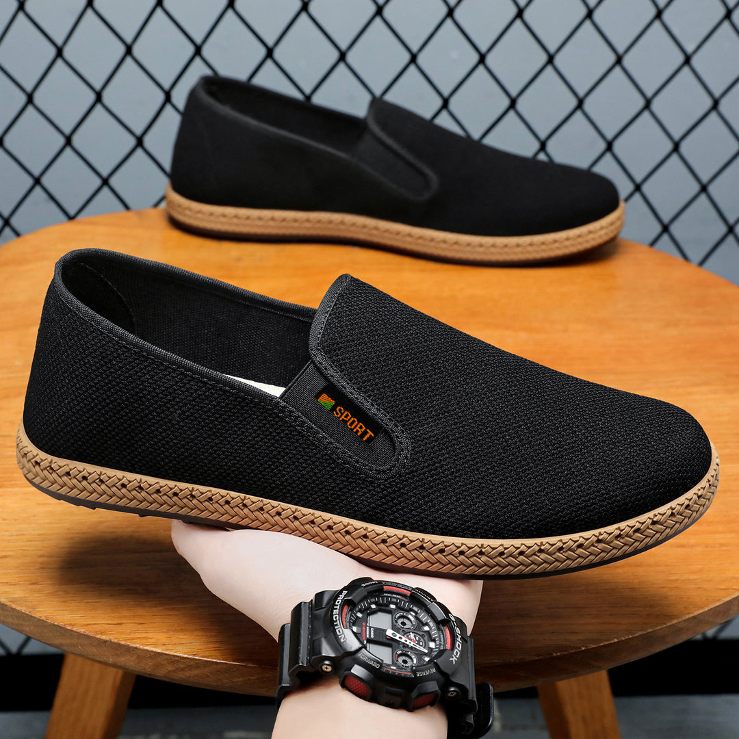 Herren nan leichter Slip-On Freizeitschuh aus atmungsaktivem Strick mit geflochtener Leichtsohle Echo Archiv
