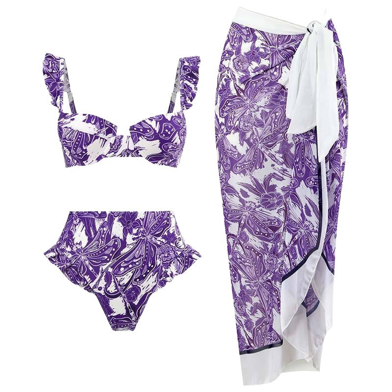 Damen Maxirock mit floralem Muster und elastischem Bund – Valéora