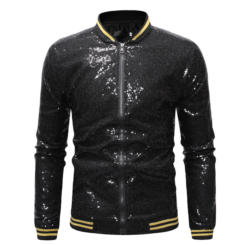 Herren Glitzernde Sportjacke mit Reißverschluss und elastischen Bündchen Echoarchiv