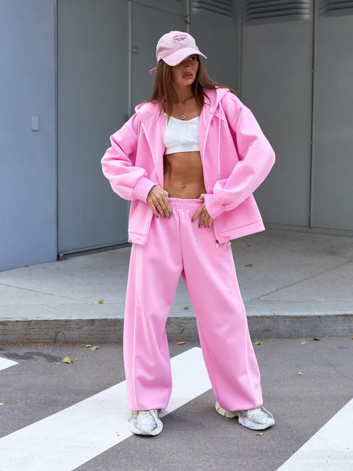 Damen Sportliches Oversized Kapuzenjacken-Set Echo Archiv