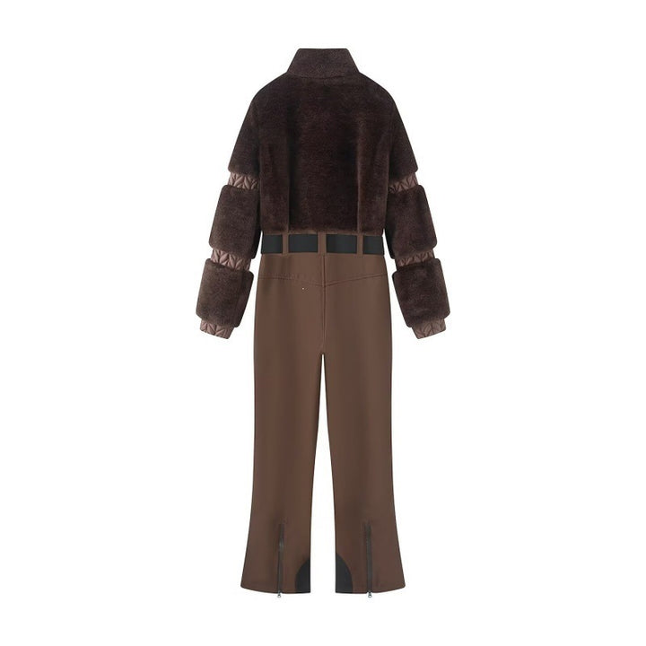 Damen Winterlicher Utility-Overall mit Teddyjacke, hohem Bund und Gurt Echo Archiv
