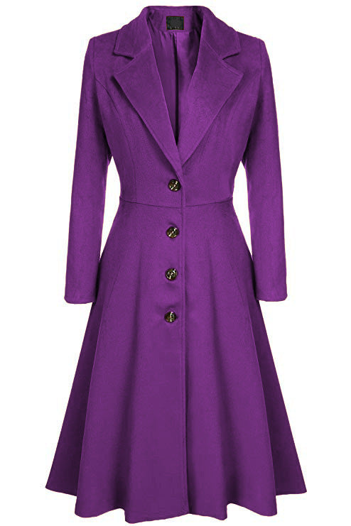 Damen Eleganter Wollmantel mit tailliertem Schnitt und langen Ärmeln – Montévia