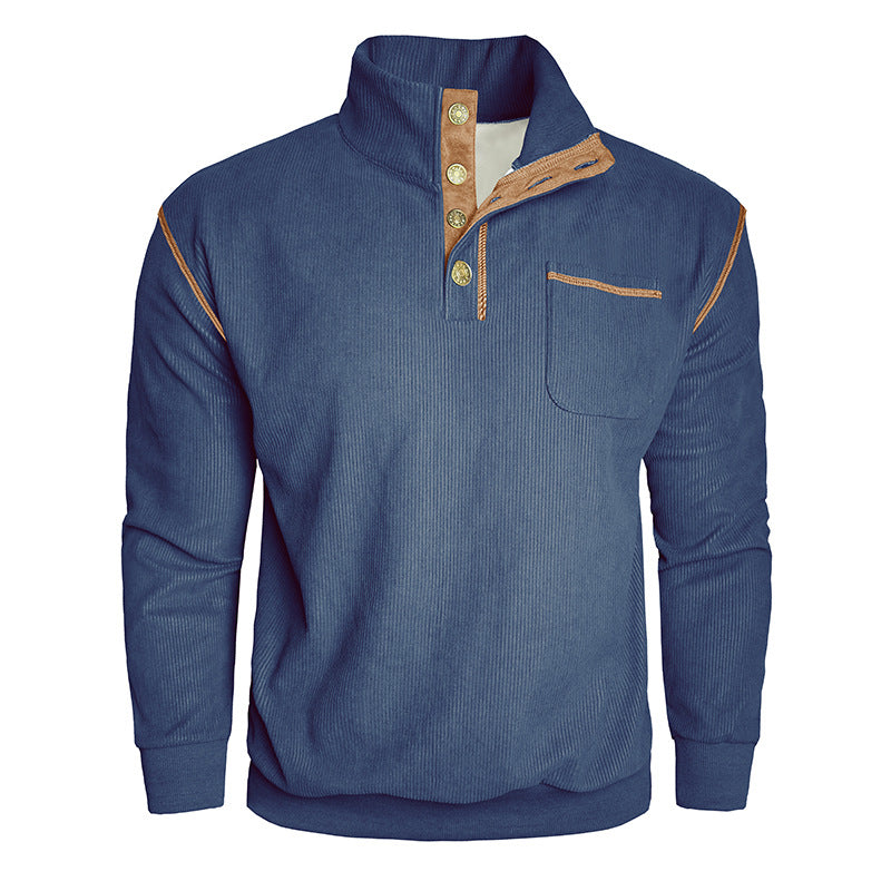 Herren bequemer Stehkragenpullover mit Brusttasche Echoarchiv
