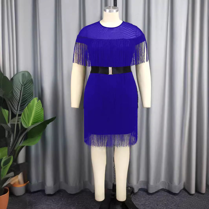 Damen Fransen Kleid mit elegantem Taillengürtel Echo Archiv