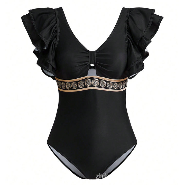 Damen Badeanzug mit eleganten Rüschendetails und passendem Saumrock Echo Archiv