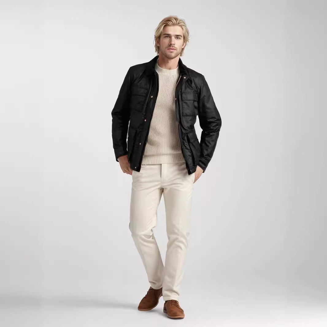 Herren funktionale Utility-Jacke mit warmem Fleece-Kragen und praktischen Taschen Echoarchiv