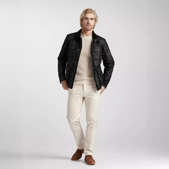 Herren funktionale Utility-Jacke mit warmem Fleece-Kragen und praktischen Taschen Echoarchiv