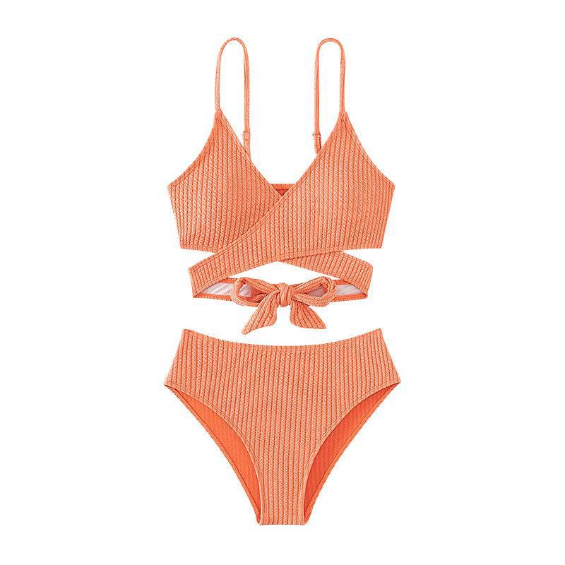 Damen Hochgeschnittener Ripp-Bikini mit elegantem Cross-Design Echo Archiv