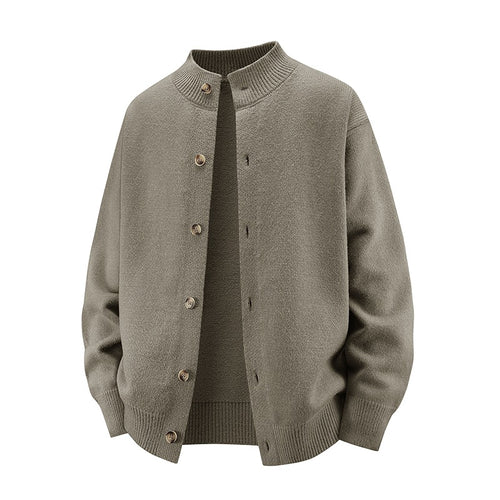 Herren Grobstrick-Cardigan mit Stehkragen, durchgehender Knopfleiste & gerippten Abschlüssen Echoarchiv