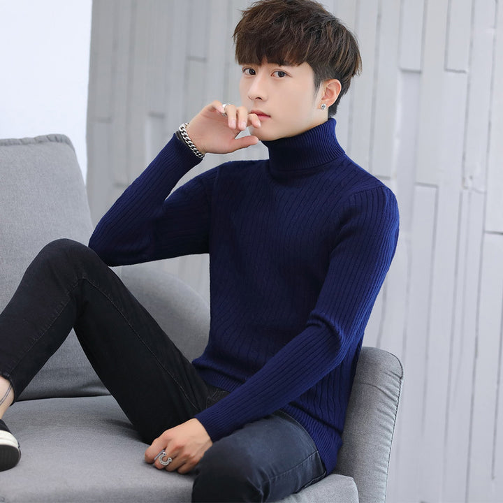 Herren Eleganter Rollkragenpullover mit Rippmuster Echoarchiv