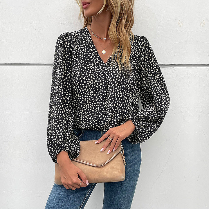 Damen Elegante V-Ausschnitt Bluse mit Puffärmeln Echo Archiv