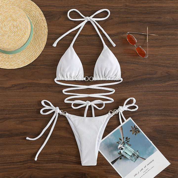 Damen Triangel-Bikini mit verstellbaren Trägern und luxuriösem Samt-Design Echo Archiv