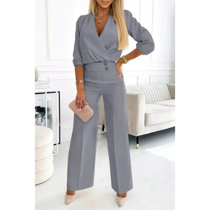 Damen elegantes Jumpsuit mit weiten Beinen Echoarchiv