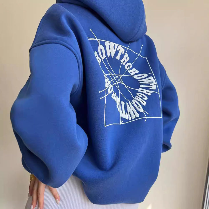 Damen Oversize Kapuzenpullover mit Grafikprint auf dem Rücken Echoarchiv