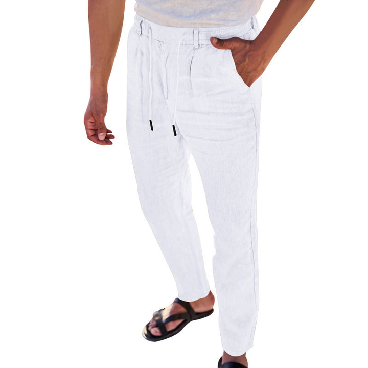 Herren Leichte Leinenhose mit verstellbarem Bund und praktischen Seitentaschen Echoarchiv