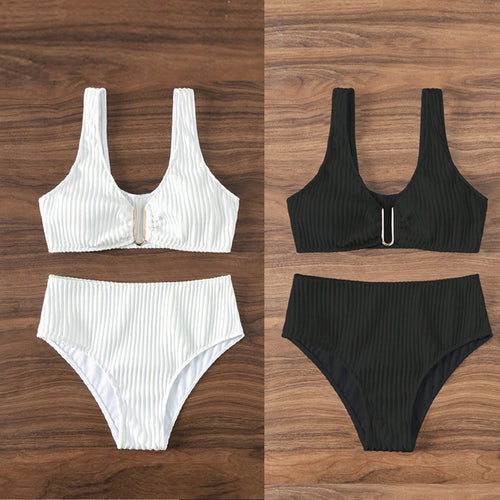 Damen Hochgeschnittener Bikini mit einzigartiger Rippstruktur Echo Archiv