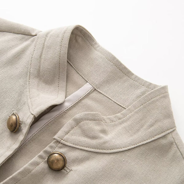 Damen Taillierter Stehkragen-Blazer mit dekorativen Metallknöpfen Echoarchiv