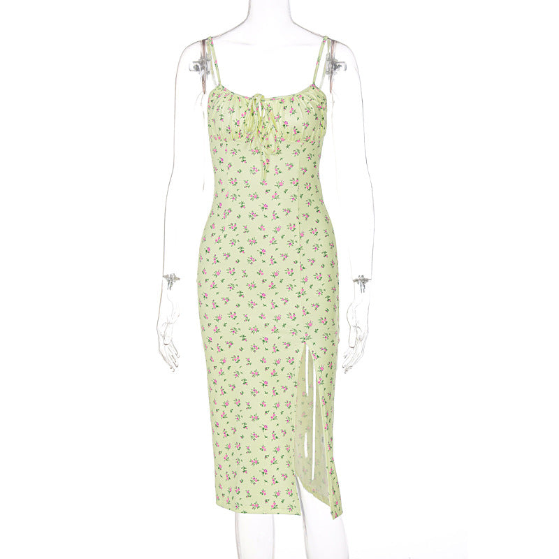 Damen Midi-Kleid mit floralem Muster und raffiniertem Schlitz Echo Archiv