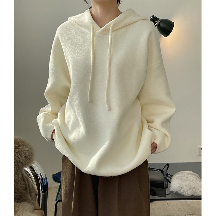 Damen Kuscheliger Wollmix-Kapuzenpullover im Boxy‑A‑Linien‑Schnitt mit Kordelzug Echoarchiv