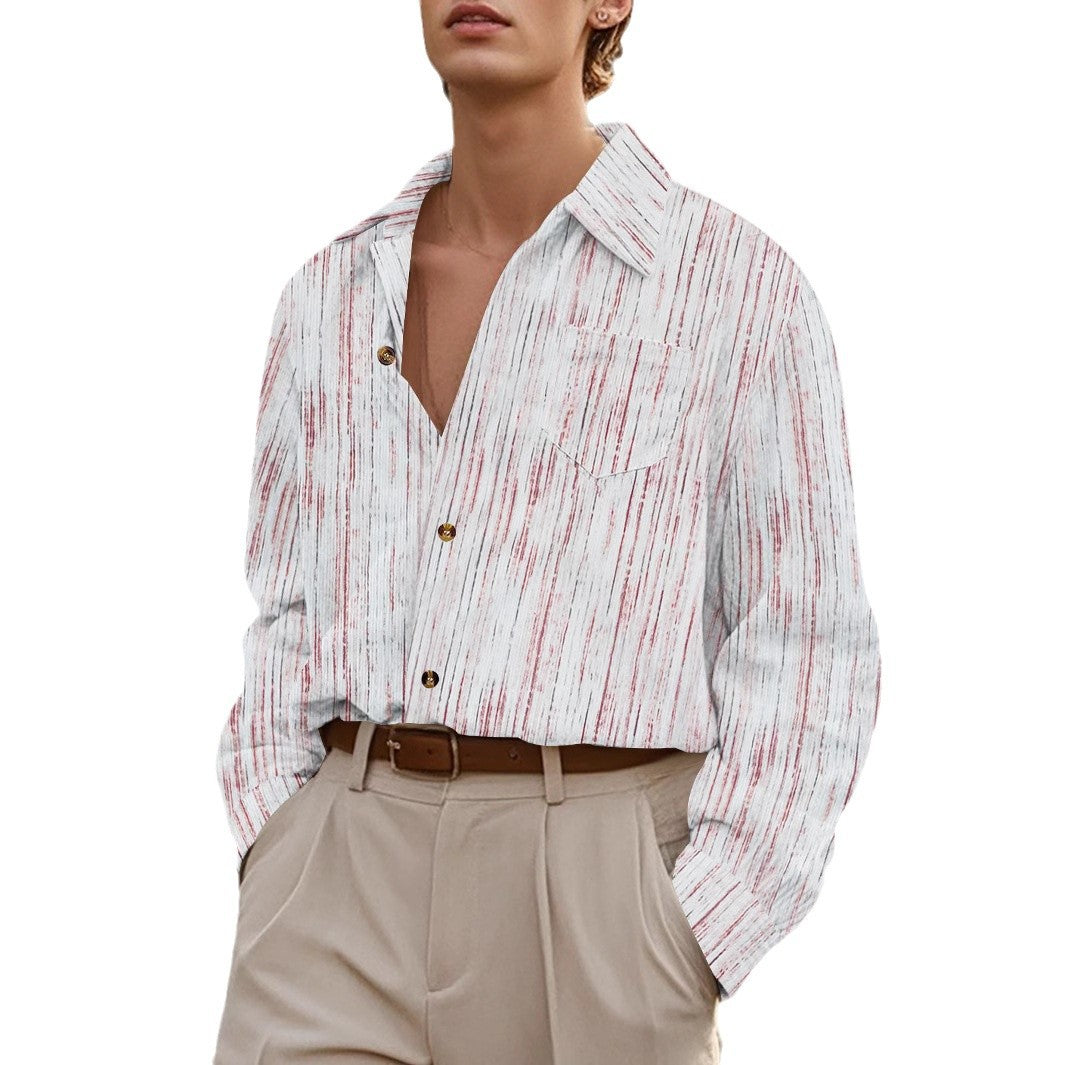 Herren modisches Langarmhemd mit strukturiertem Muster und eleganten Details Echoarchiv