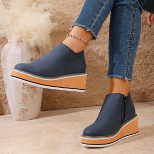 Damen nan Keilabsatz-Stiefelette mit seitlichem Reißverschluss und gepolstertem Komfortfußbett Echo Archiv