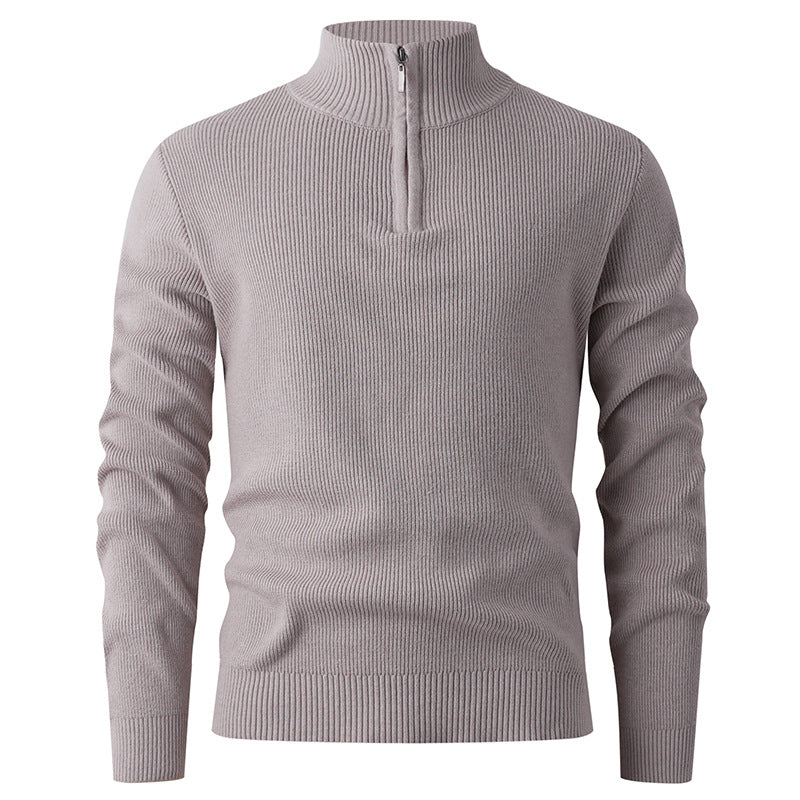 Herren nan Slim-Fit Halbzip-Strickpullover aus Merino-Baumwollmix mit verstärktem Stehkragen Echo Archiv