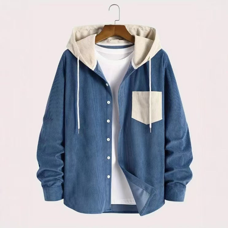 Herren Hemdjacke mit Kapuze und strukturiertem Design Echoarchiv
