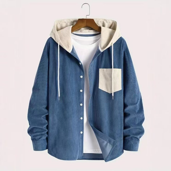 Herren Hemdjacke mit Kapuze und strukturiertem Design Echoarchiv