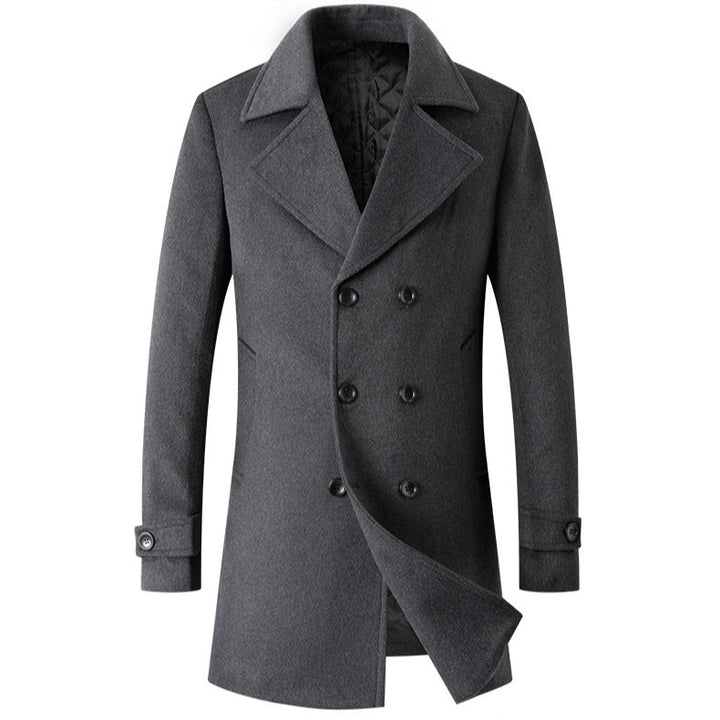 Herren eleganter Wende-Mantel mit doppelter Knopfleiste und verborgenem Gürtel Echoarchiv