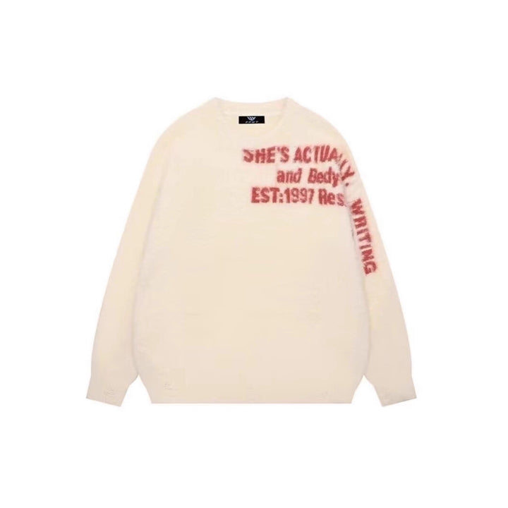 Damen Lässiger Oversized Pullover mit grafischem Print Echoarchiv