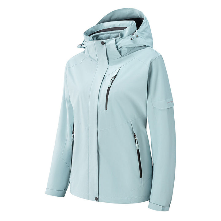 Herren wasserdichte dreilagige Softshell-Outdoorjacke mit verstellbarer Kapuze und verschweißten Reißverschlüssen Echo Archiv