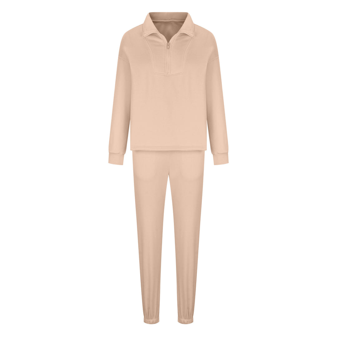 Damen Oversize-Halbzip-Lounge-Set aus schwerem French-Terry mit hohem Stehkragen – Avérine