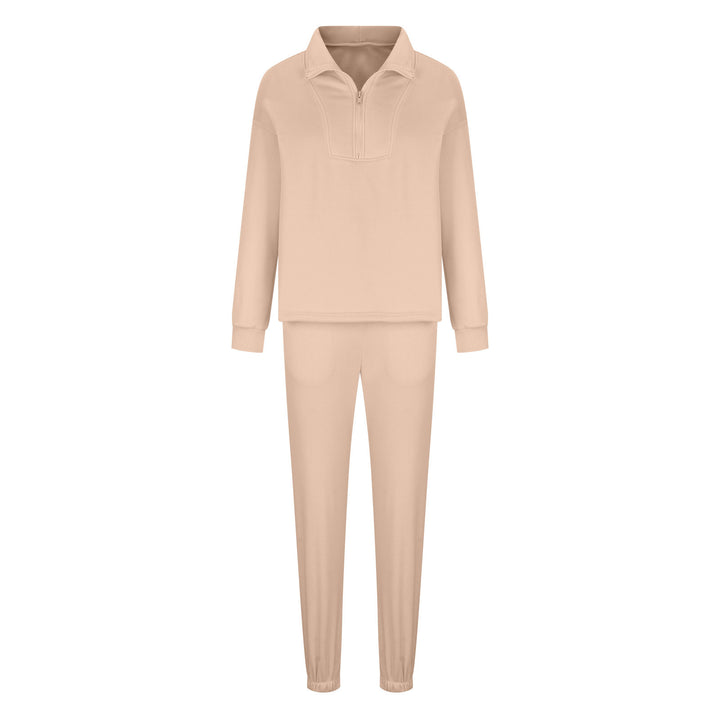 Damen Oversize-Halbzip-Lounge-Set aus schwerem French-Terry mit hohem Stehkragen – Avérine