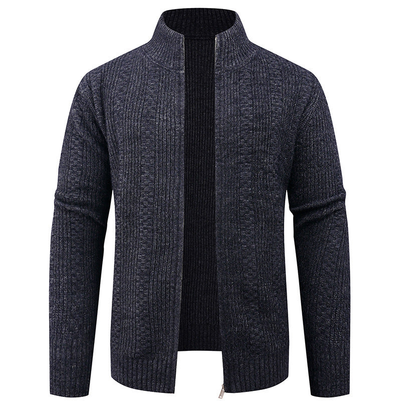 Herren Strickjacke mit strukturierter Oberfläche und hohem Kragen Echoarchiv
