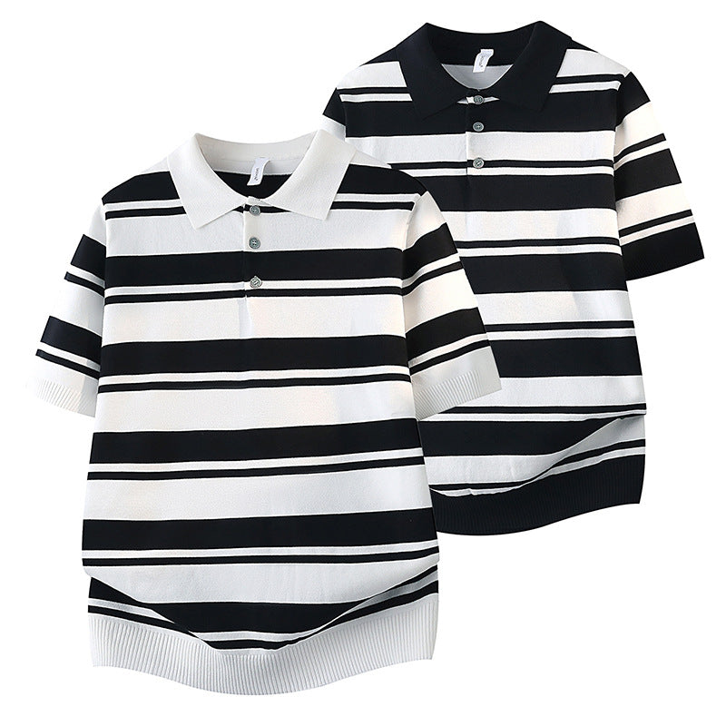 Damen Kurzarm Poloshirt mit gestreiftem Design – Avérine