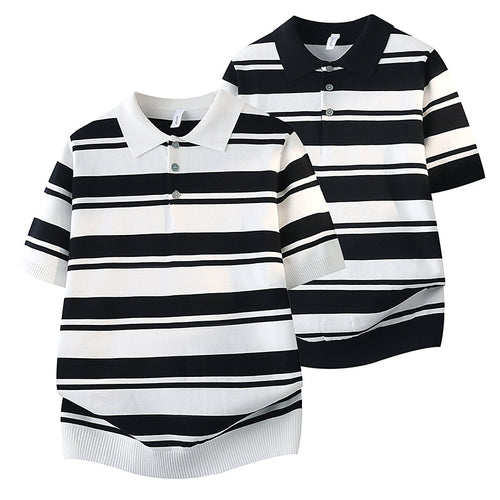 Damen Kurzarm Poloshirt mit gestreiftem Design – Avérine