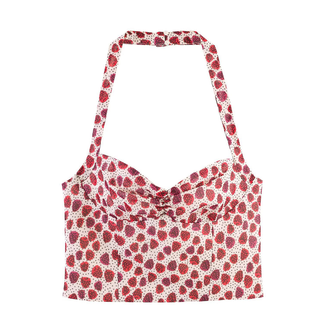 Damen Crop-Top im fruchtigen Design mit elegantem Wickelverschluss Echo Archiv