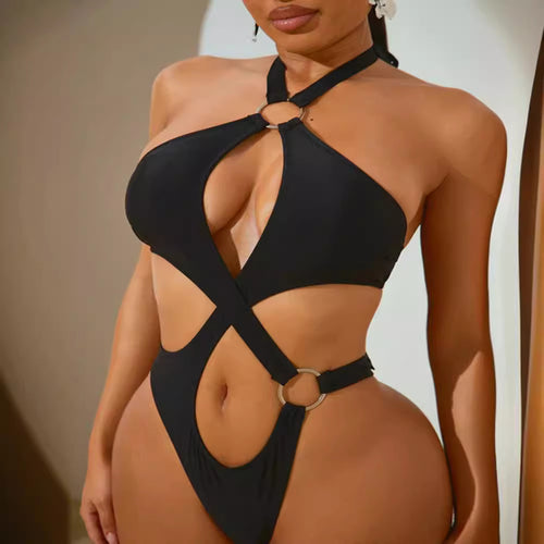 Damen Designer-Bikini mit asymmetrischem Schnitt und Ringdetails Echo Archiv