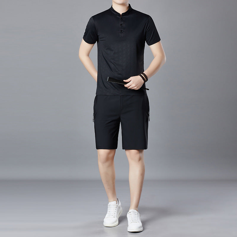 Herren Poloshirt mit kurzem Kragen und lässigen Shorts Echoarchiv