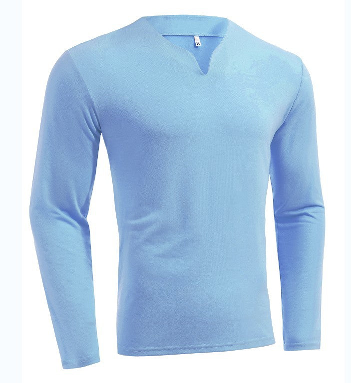 Herren nan Langarmshirt mit V-Ausschnitt Slim Fit Baumwollmix und elastischem Komfortbund Echo Archiv
