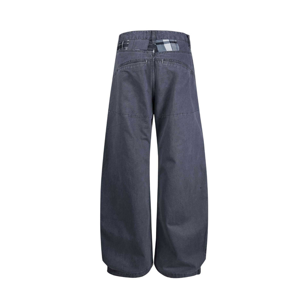 Damen weite knöchellange Hose mit hoher Taille aus Baumwoll-Denim Echoarchiv