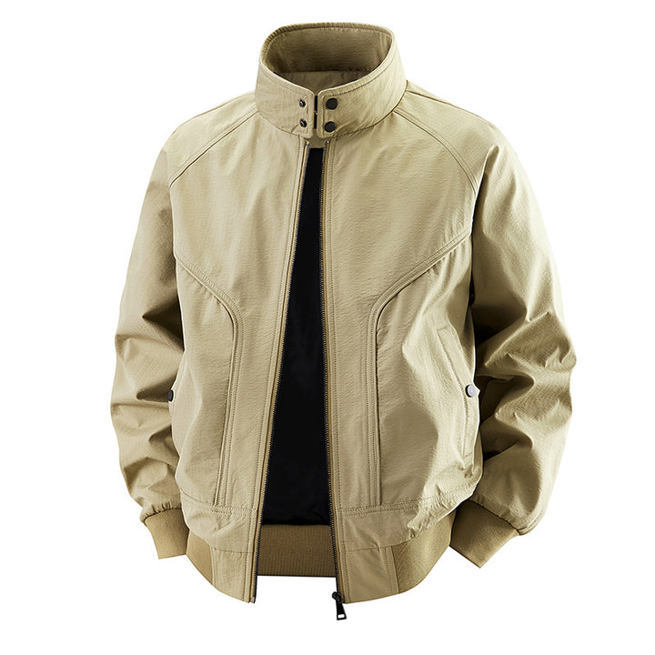 Men's stretch canvas stand-collar utility bomber jacket – Brevano