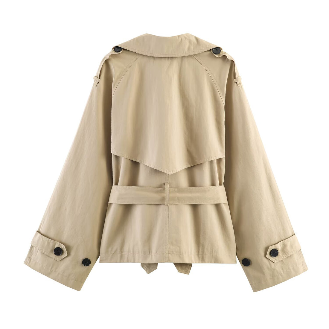 Damen Kurze Cape‑Trenchjacke mit doppelreihiger Knopfleiste und Bindegürtel Echo Archiv