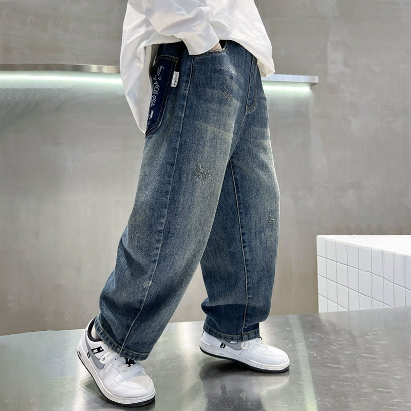 Herren weite Denim-Hose mit kreativen Taschen Echo Archiv