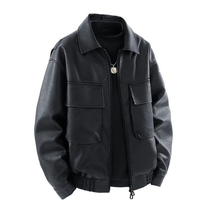 Herren Coole Kunstlederjacke mit praktischen Taschen Echo Archiv