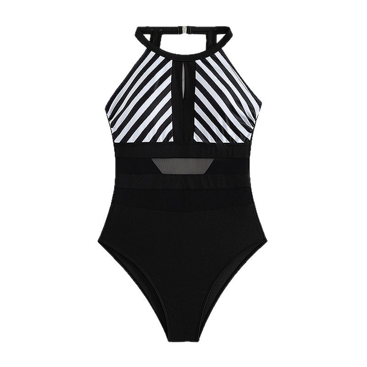 Damen Sportlicher Einteiler Badeanzug mit Netzdetails Echo Archiv