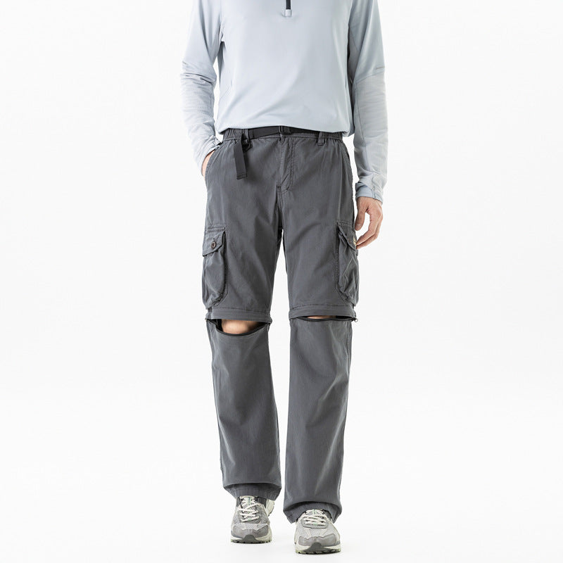 Herren Abnehmbare Cargo-Zip-Hose mit Reißverschluss-Bein, Multifachtaschen und integriertem Gürtel Echo Archiv
